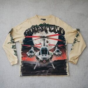 Godspeed Rarity Collection MMXXIV Helicopter Graphic Long Sleeve Shirt Tan S